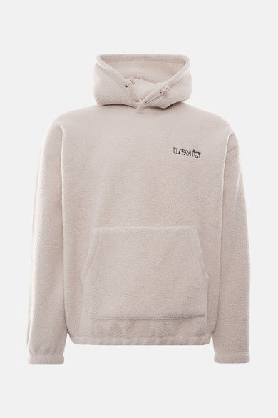 Beige sweater met kap van Levi's, met lange mouwen, buidelzak en het logo op de borst.