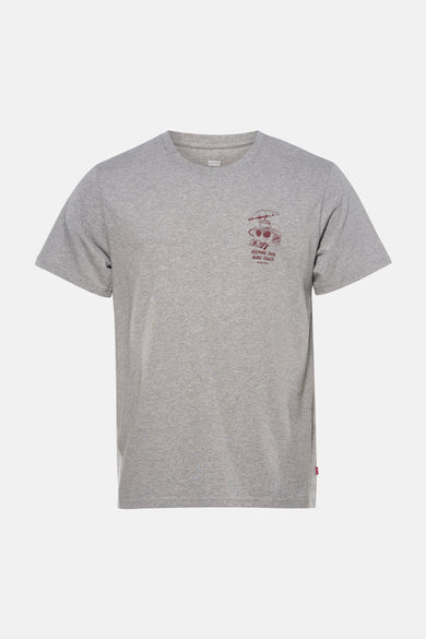 Grijs T-shirt met korte mouwen van Levi's, met een kleine grafische opdruk op de borst.