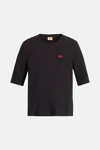 Zwart T-shirt met korte mouwen van Levi's, met een klein rood logo op de borst.
