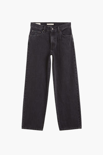Grijze straight jeans van Levi's, uitgevoerd in donker denim met een nonchalante, rechte pasvorm.
