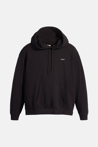 Zwarte sweater met kap van Levi's®, met lange mouwen, een buidelzak en trekkoorden aan de kap.