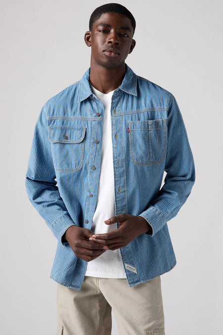 Hemd met lange mouwen - mid blue denim