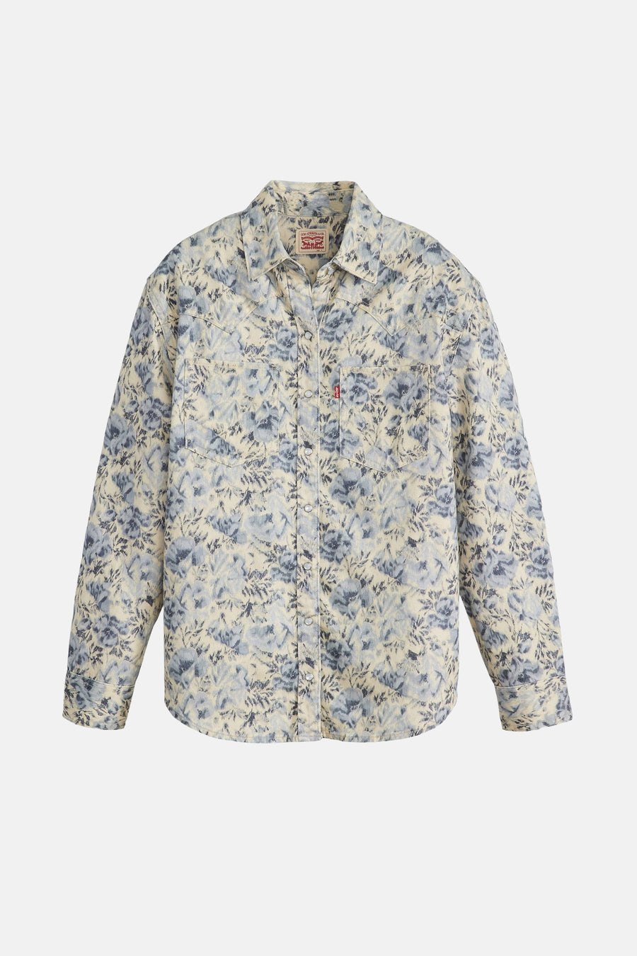 Blauw jeanshemd van Levi's®, met bloemmotief en lange mouwen.