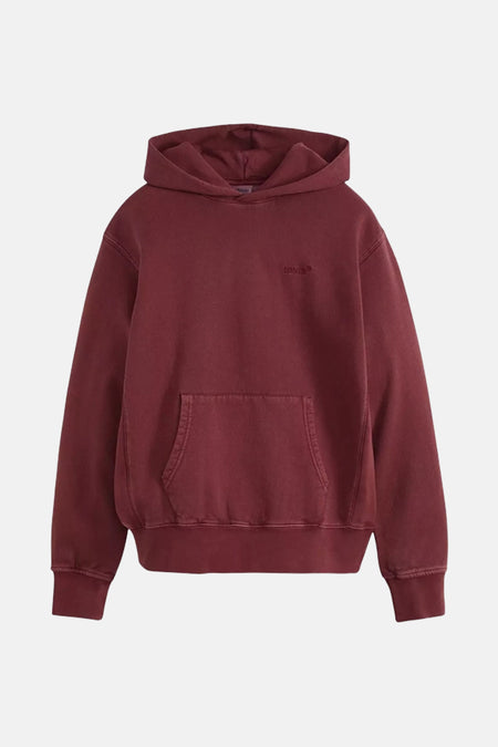 Sweat à capuche bordeaux Levi's® avec poche poitrine et logo discret, vue de face