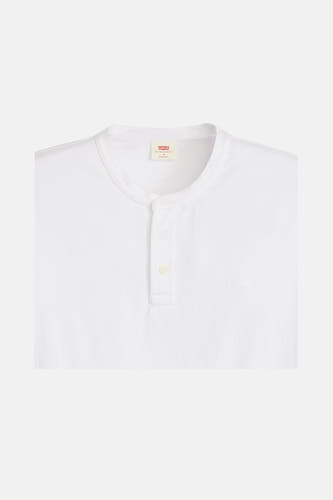 Wit T-shirt met korte mouwen van Levi's, met korte knoopsluiting.
