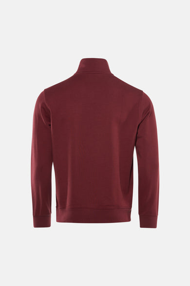 Bordeaux sweater van Levi's®, met lange mouwen en een hoge kraag, van achteren gezien.
