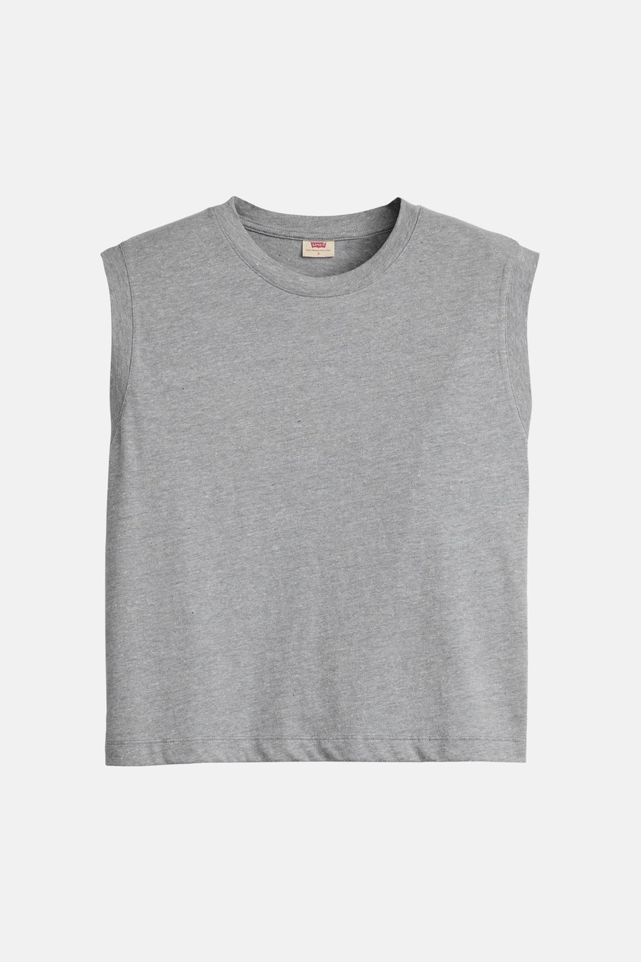 Grijs mouwloos topje van Levi's, effen stof met een ronde hals.
