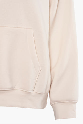 Beige sweater met kap van Levi's®, met een kangoeroezak en lange mouwen.