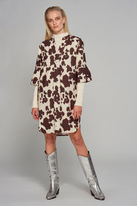 Kleedje met korte mouwen - bruin