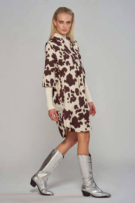 Kleedje met korte mouwen - bruin