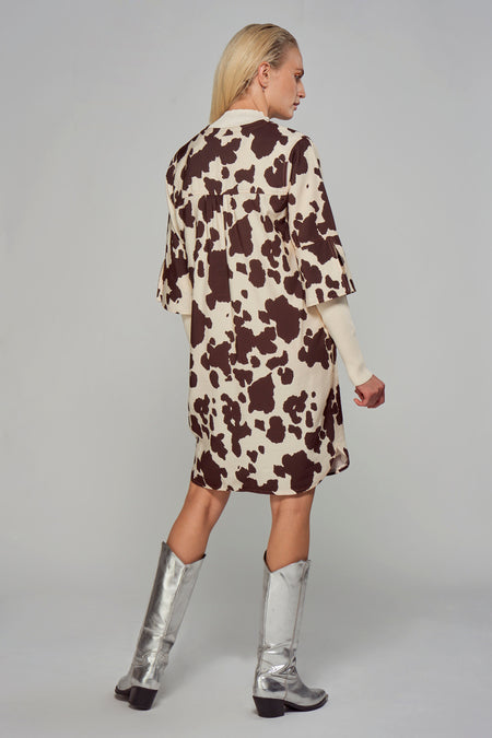 Kleedje met korte mouwen - bruin