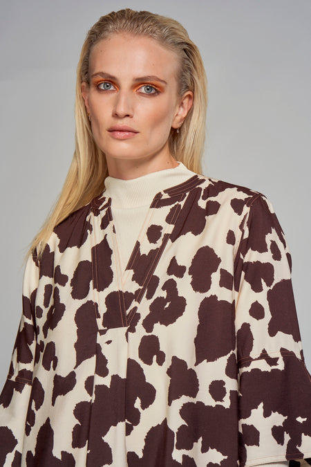 Kleedje met korte mouwen - bruin