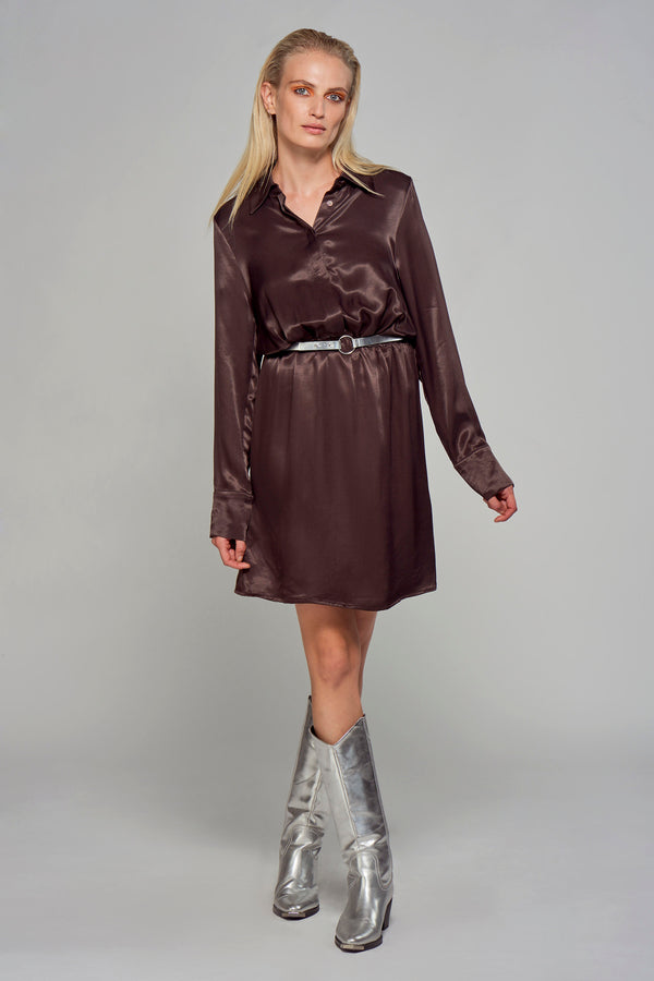 Kleedjes (lange mouwen) Bruin - Astrid Black Label