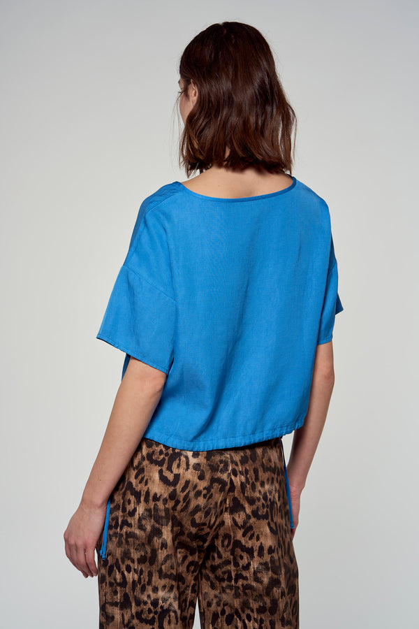 Blouse (korte mouwen) Blauw - Astrid Black Label