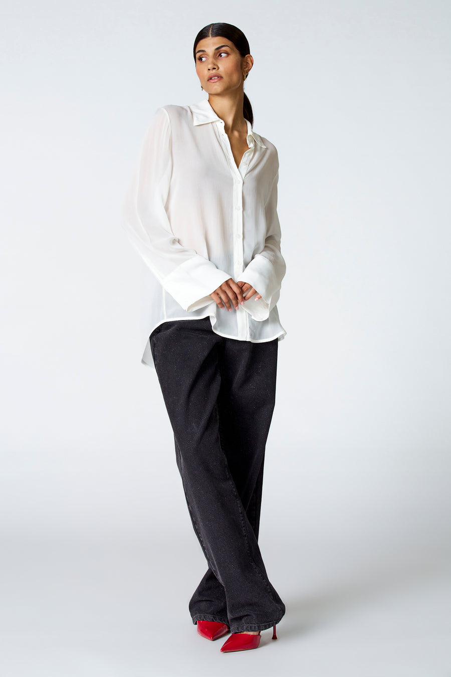 Blouse met lange mouwen - ecru