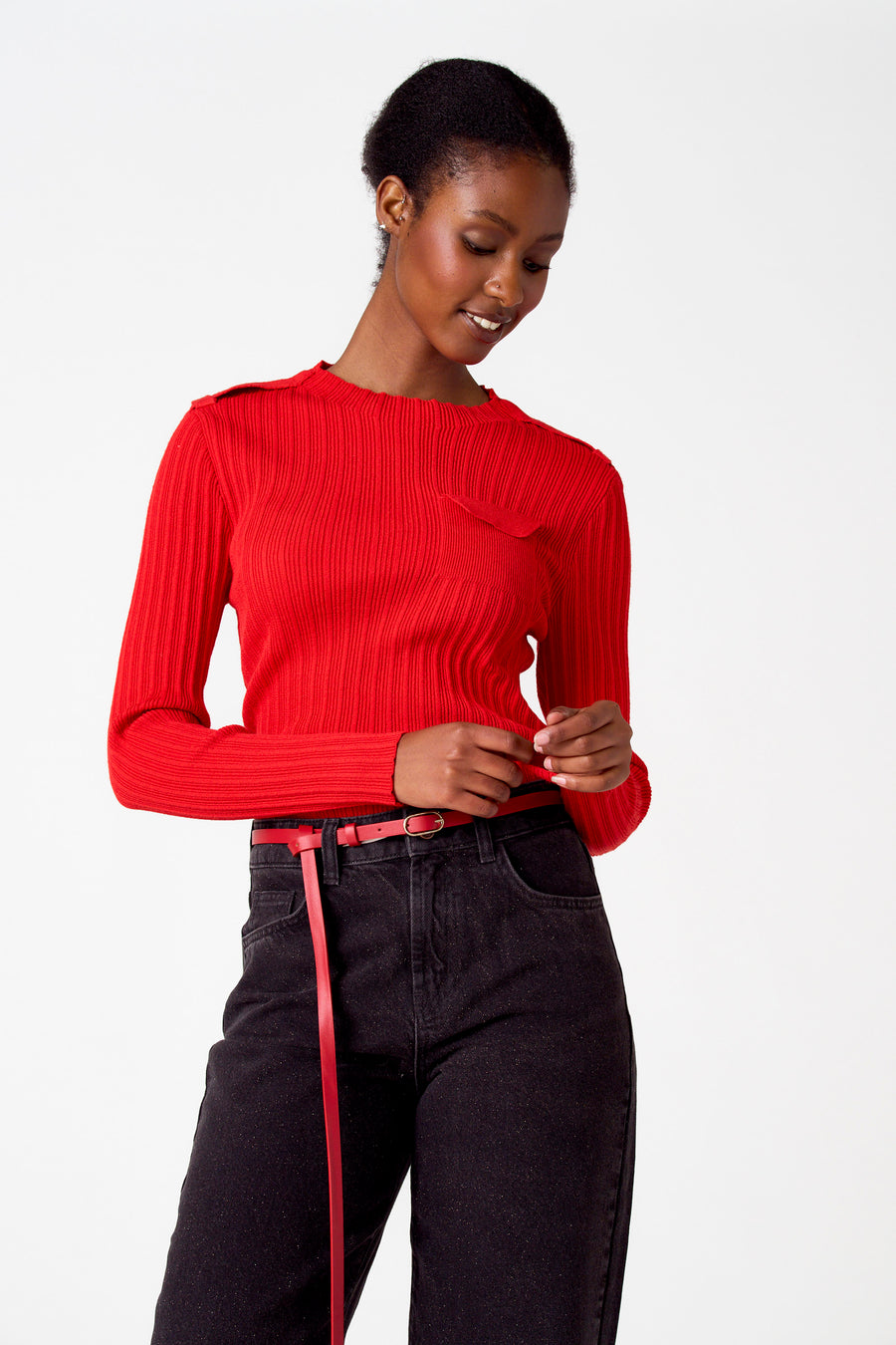 Pull à col rond - Rouge - Astrid Black Label