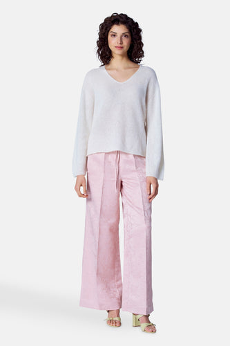 Pull à col en V - rose