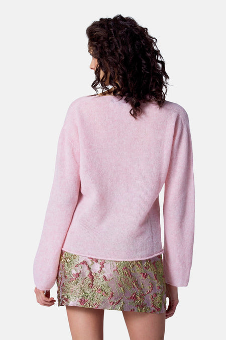Pull à col en V - rose