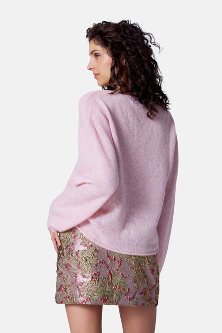 Pull à col en V - rose