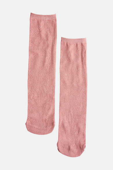 Chaussettes roses d'Astrid Black Label, avec des paillettes subtiles tissées dans le tissu.