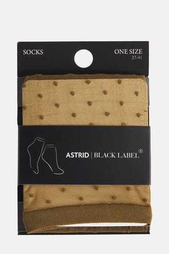 Chaussettes vertes d'Astrid Black Label avec un motif à points et une texture semi-transparente.