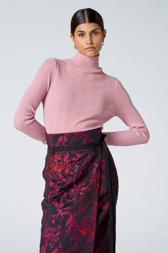 Pull à col roulé - Rose