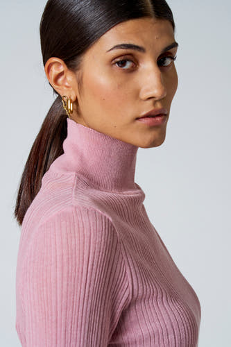 Pull à col roulé - Rose