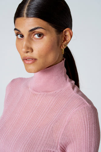 Pull à col roulé - Rose