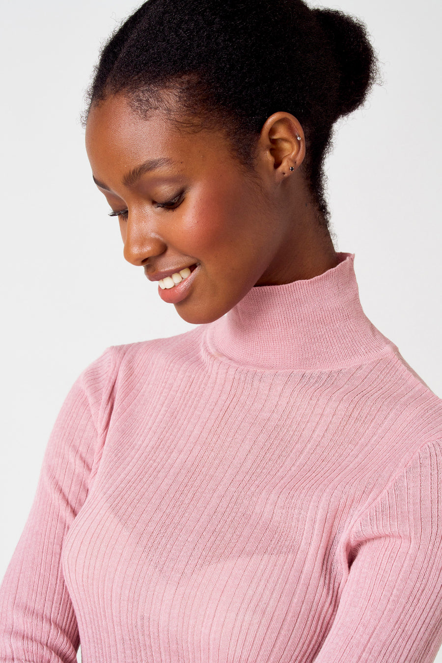 Pull à col roulé - Rose