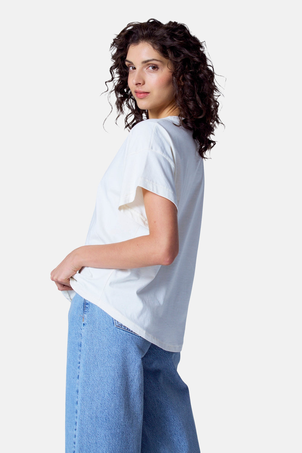 Top uni manche courte Écru - Astrid Black Label