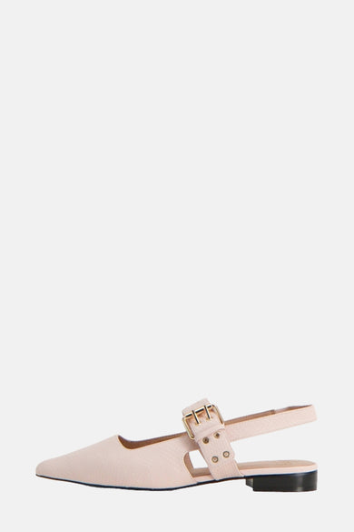 Ballerines roses d'Astrid Black Label, avec une bande ajustable sur le pied et un talon bas.