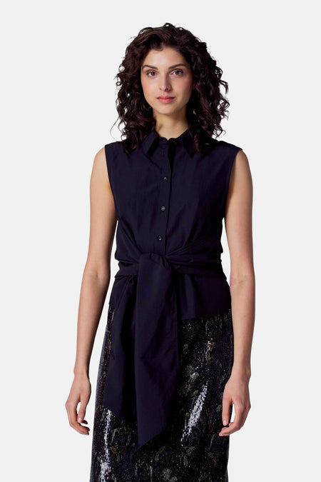 Blouse (zonder mouwen) Black denim - Astrid Black Label