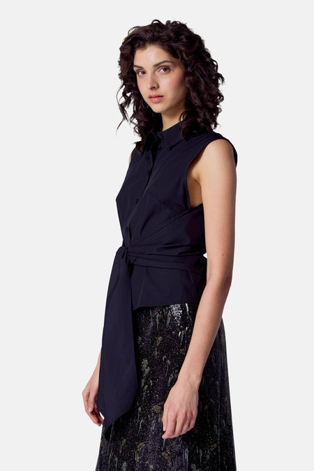 Blouse (zonder mouwen) Black denim - Astrid Black Label