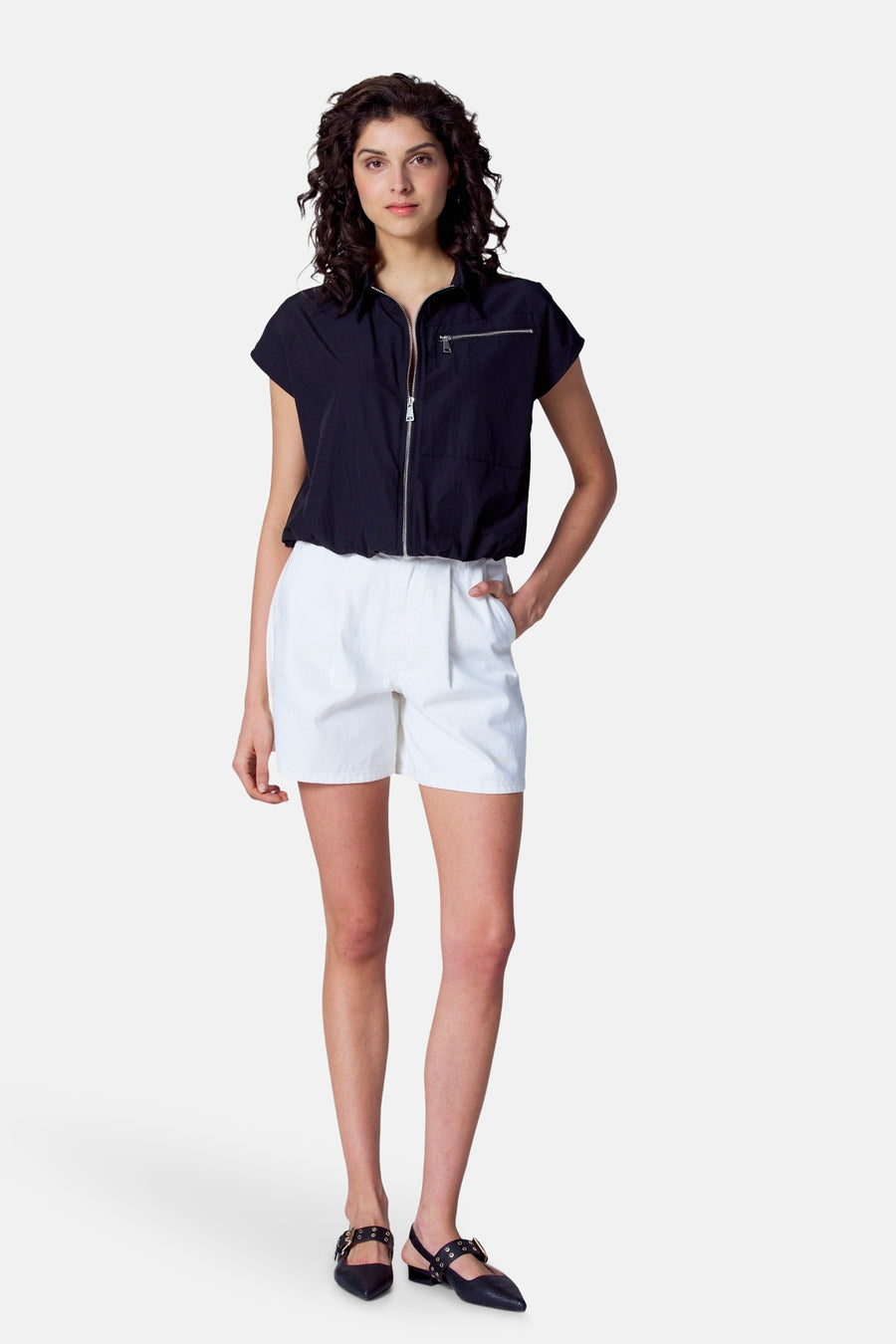 Blouse met korte mouwen - Zwart