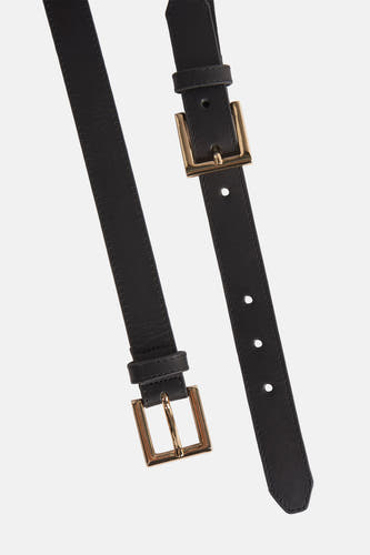 Zwarte riem van Astrid Black Label met gouden gesp.
