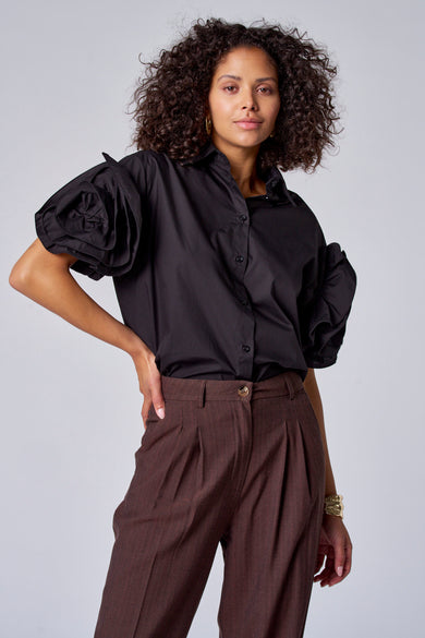 Blouse (korte mouwen) Black denim - Astrid Black Label