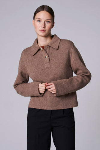 Pull met V-hals - taupe - Astrid Black Label - 6