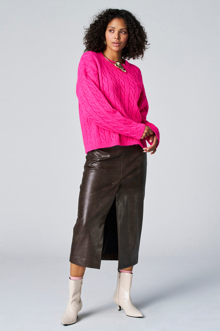 Pull met ronde hals - roze - Astrid Black Label