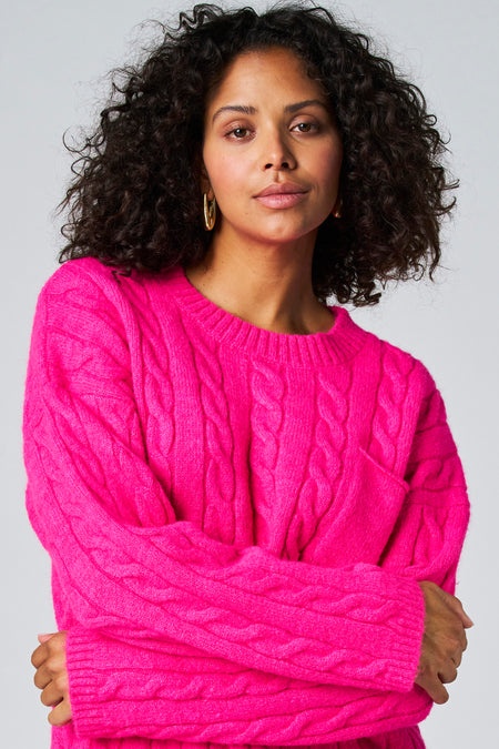 Pull met ronde hals - roze