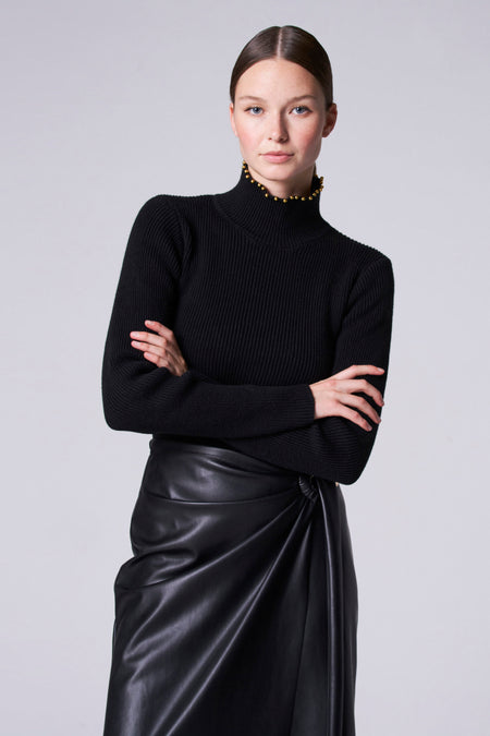 Pull met rolkraag - Zwart