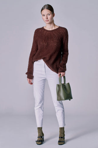 Pull met ronde hals - bruin