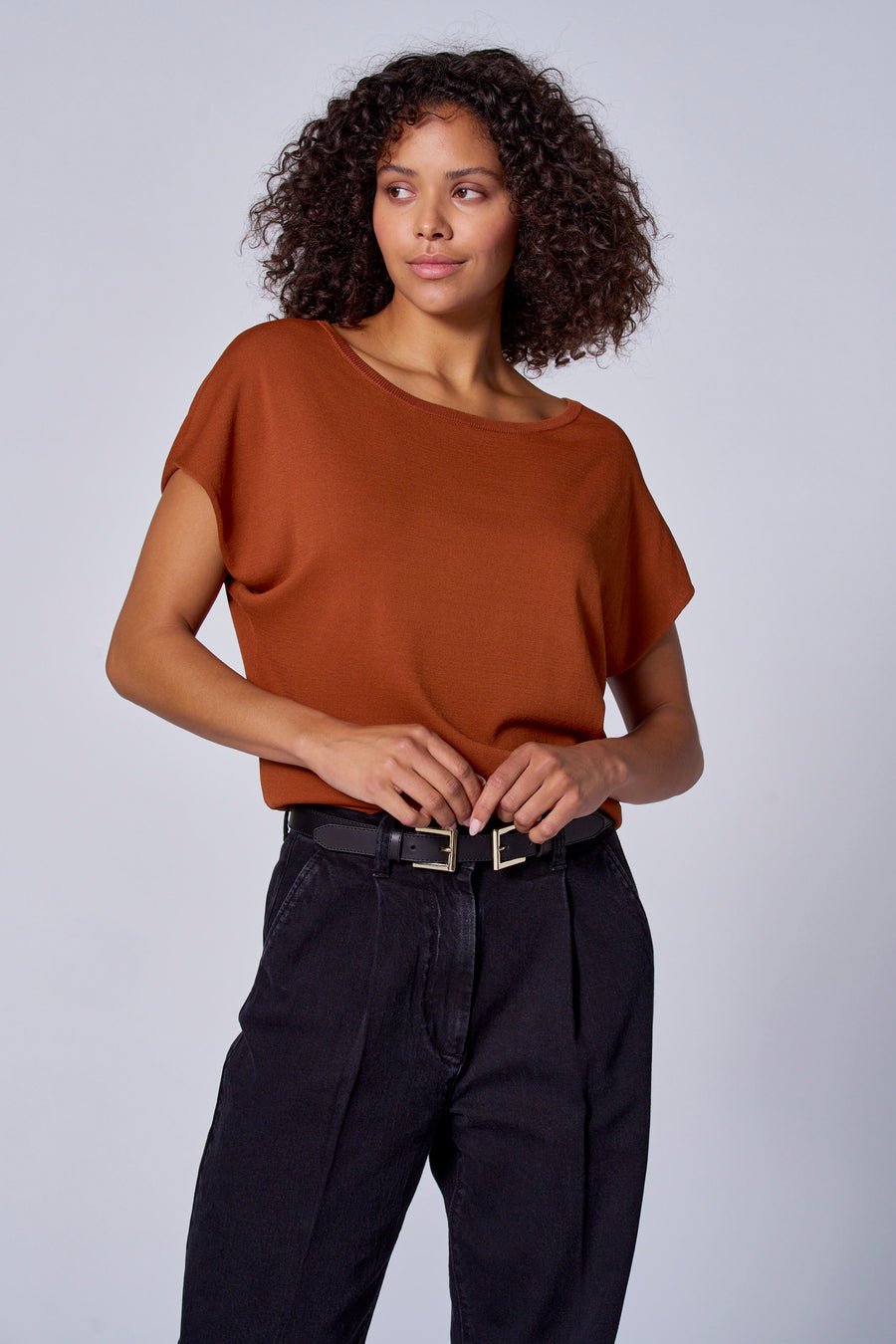 Pull met ronde hals - oranje - Astrid Black Label