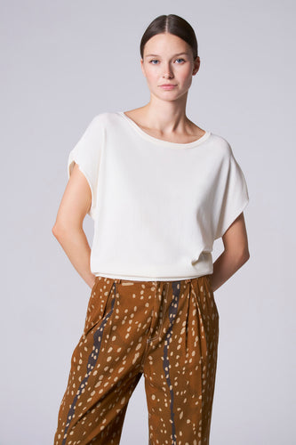Pull met ronde hals - ecru