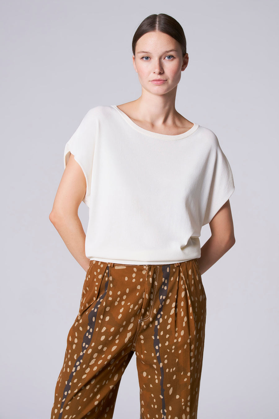 Pull met ronde hals - ecru
