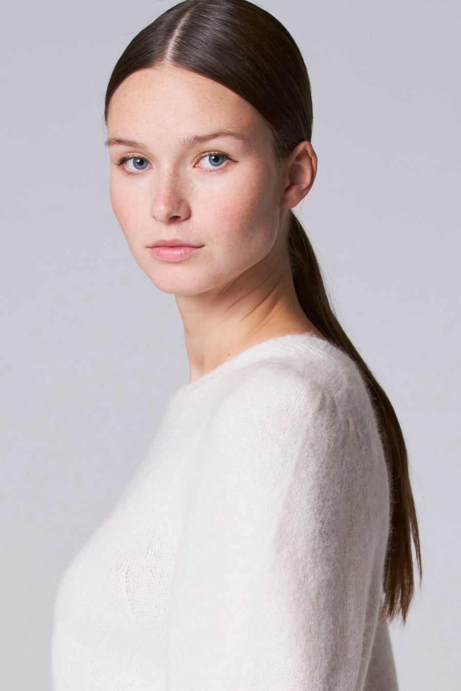 Pull met ronde hals - wit - Astrid Black Label