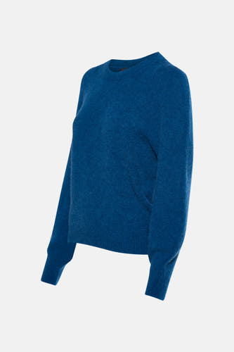 T-shirt bleu avec col rond d'Astrid Black Label, à longues manches et en douce texture.