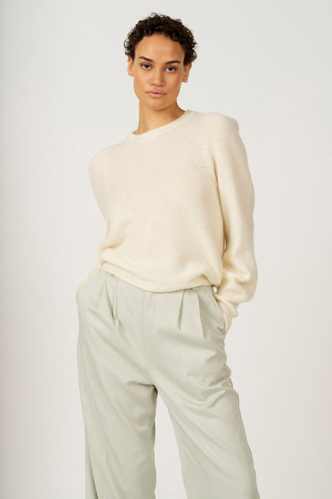 Pull met ronde hals - ecru