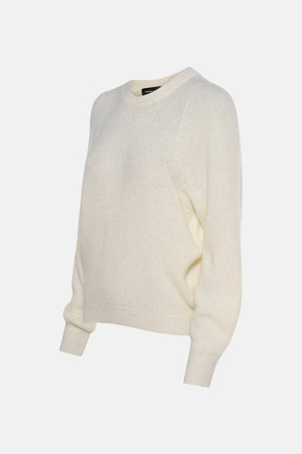 Ivoorwitte gebreide trui.