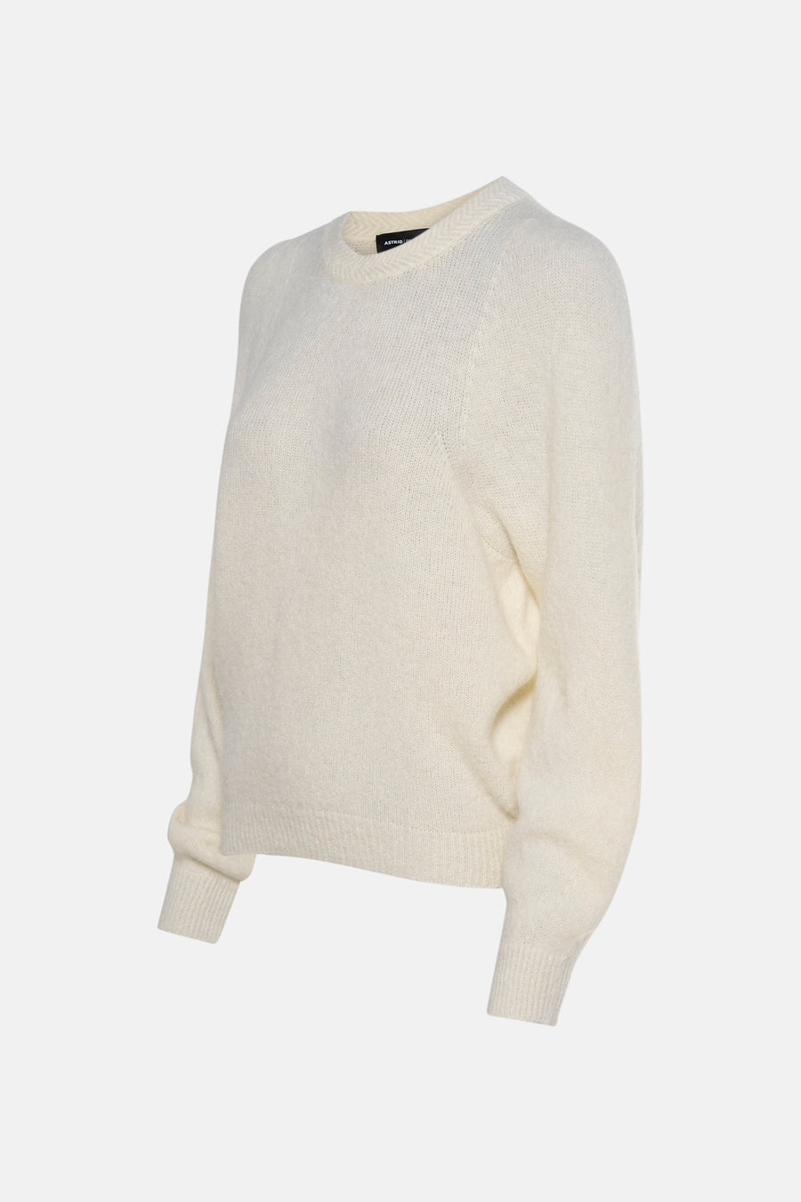Ivoorwitte gebreide trui.