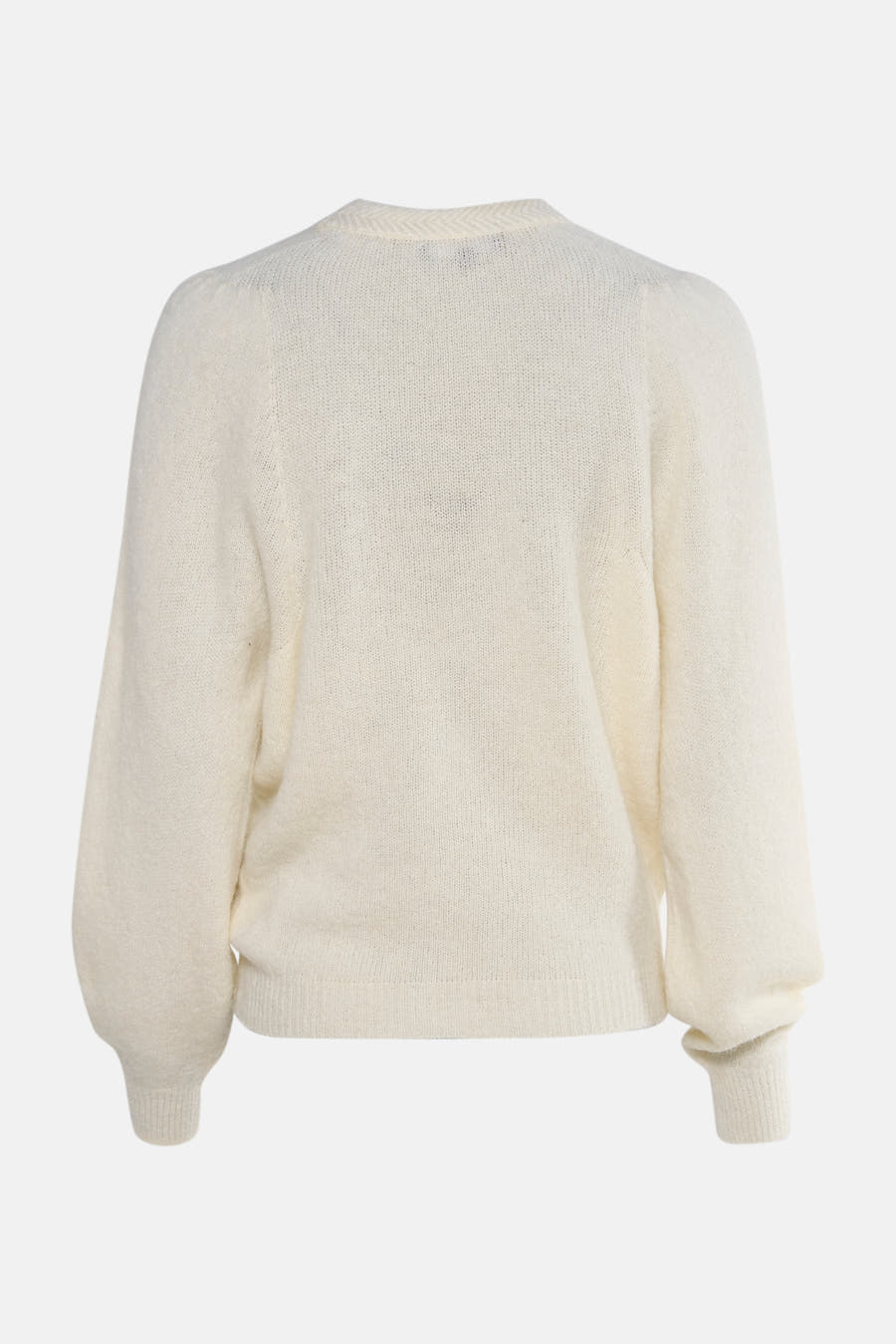 Ecru trui met ronde hals van Astrid Black Label, met lange mouwen en fijn gebreide textuur.